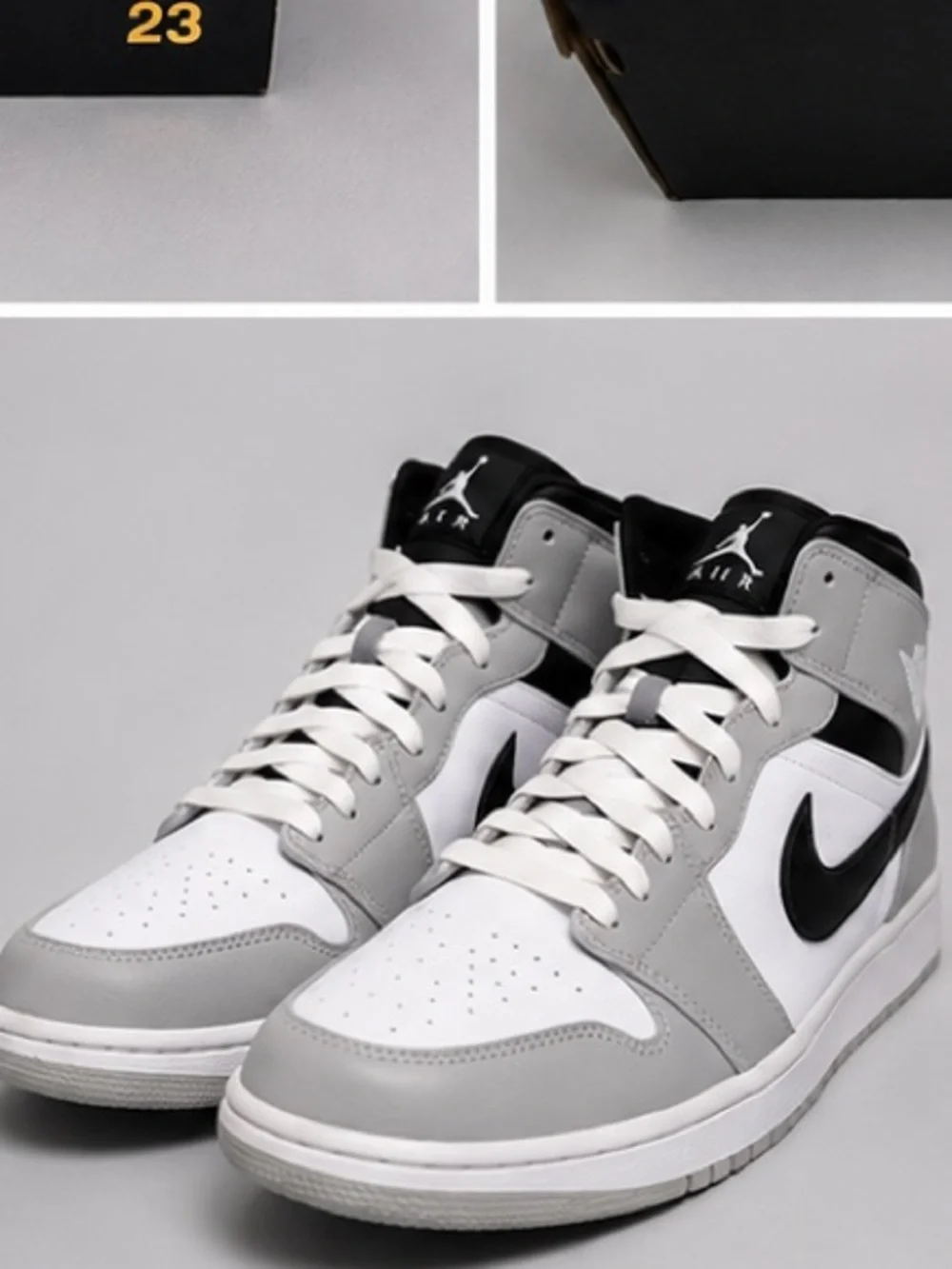 Jordan Mid-Top Sneakers - Black, White, Gold Accents
